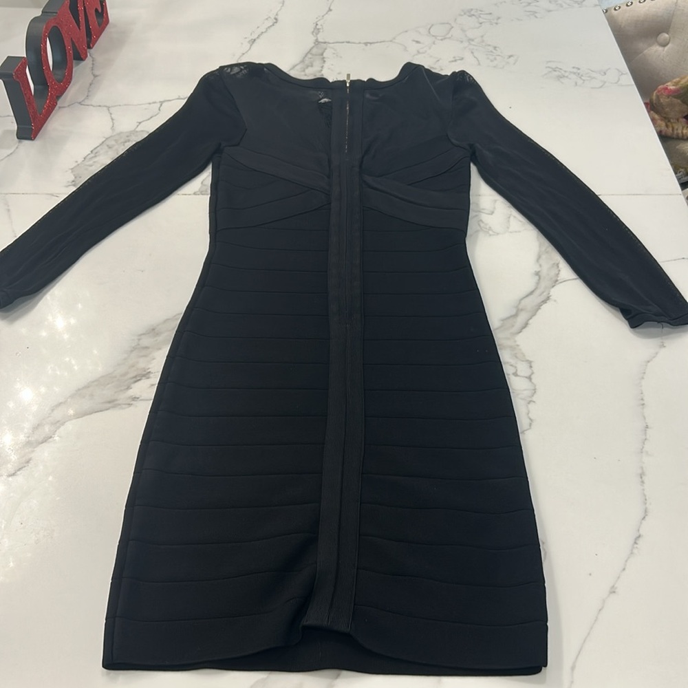 Bebe Black Mummy Bandage Body Hugger Dress. Sheer Mesh Top. Full Back Zip. SizeM - Picture 14 of 16
